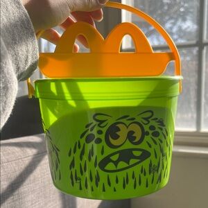 McDonald's Neon Green Boo Bucket with Orange Handle